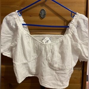 Cropped White Hollister Top